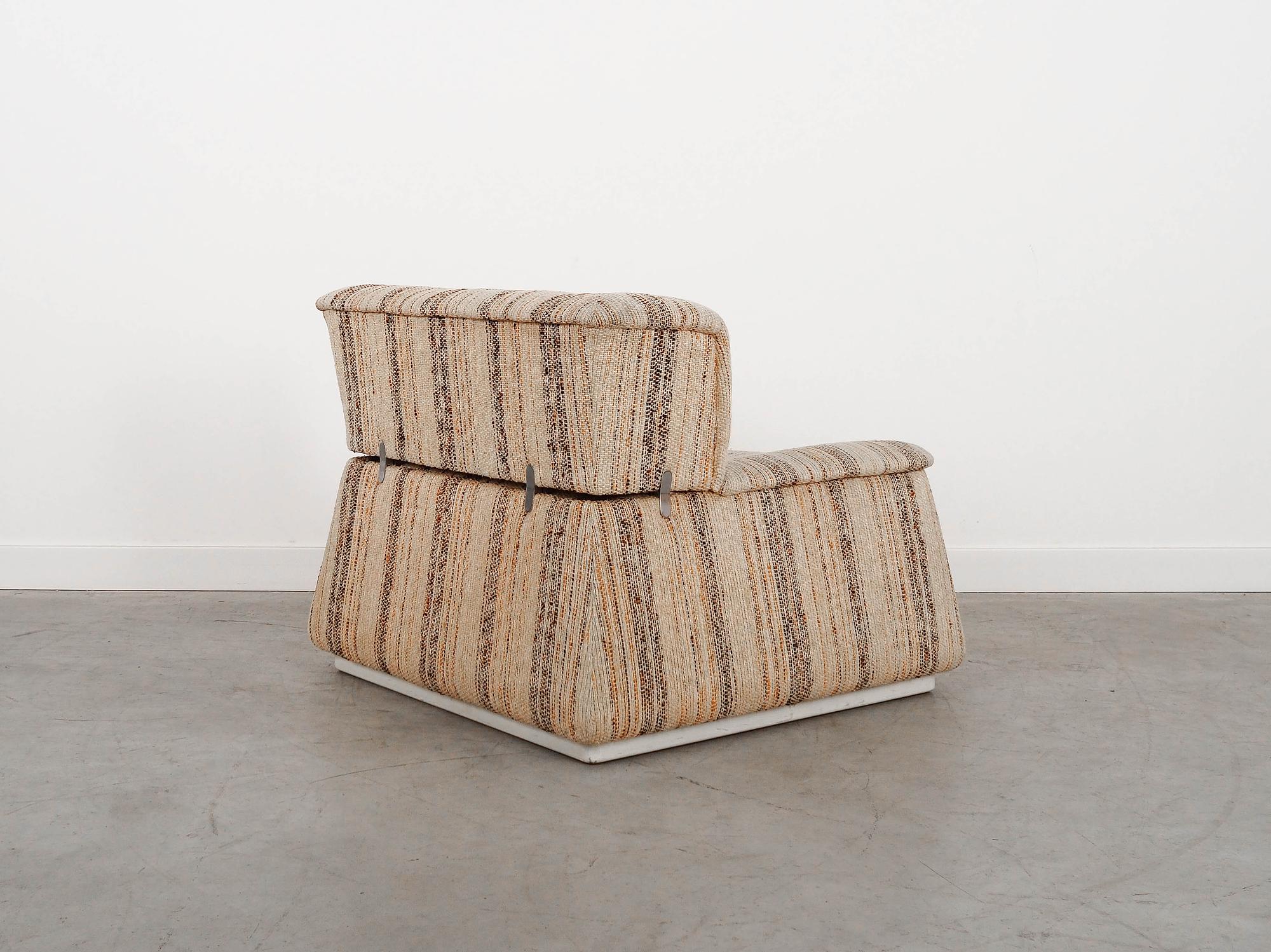 Saporiti Loungesessel Stoff Beige Holz 1960er Jahre 12