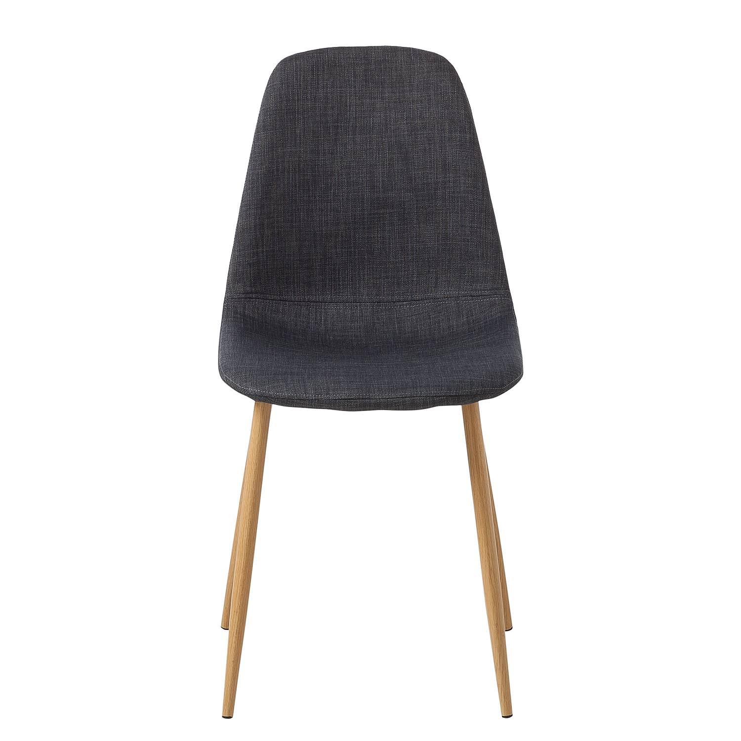 Iskmo II Upholstered Chair Set of 2 Woven Fabric Anthracite 3
