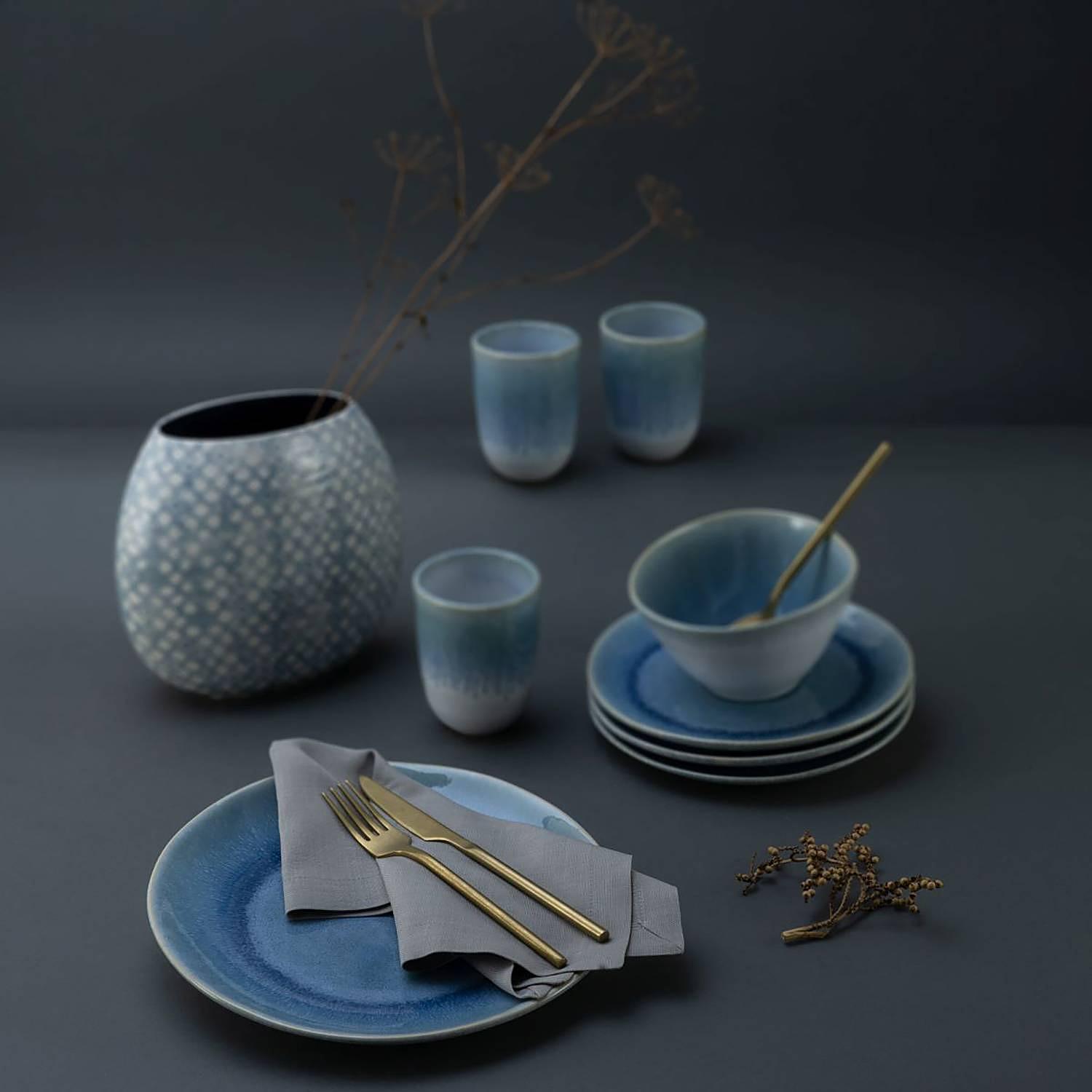 Aquarius Combination Service 16-piece Set Stoneware Blue 4
