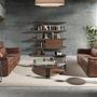 Couchtisch Glas Stahl und Walnuss Schwarz 2055 3