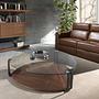 Couchtisch Glas Stahl und Walnuss Schwarz 2055 2