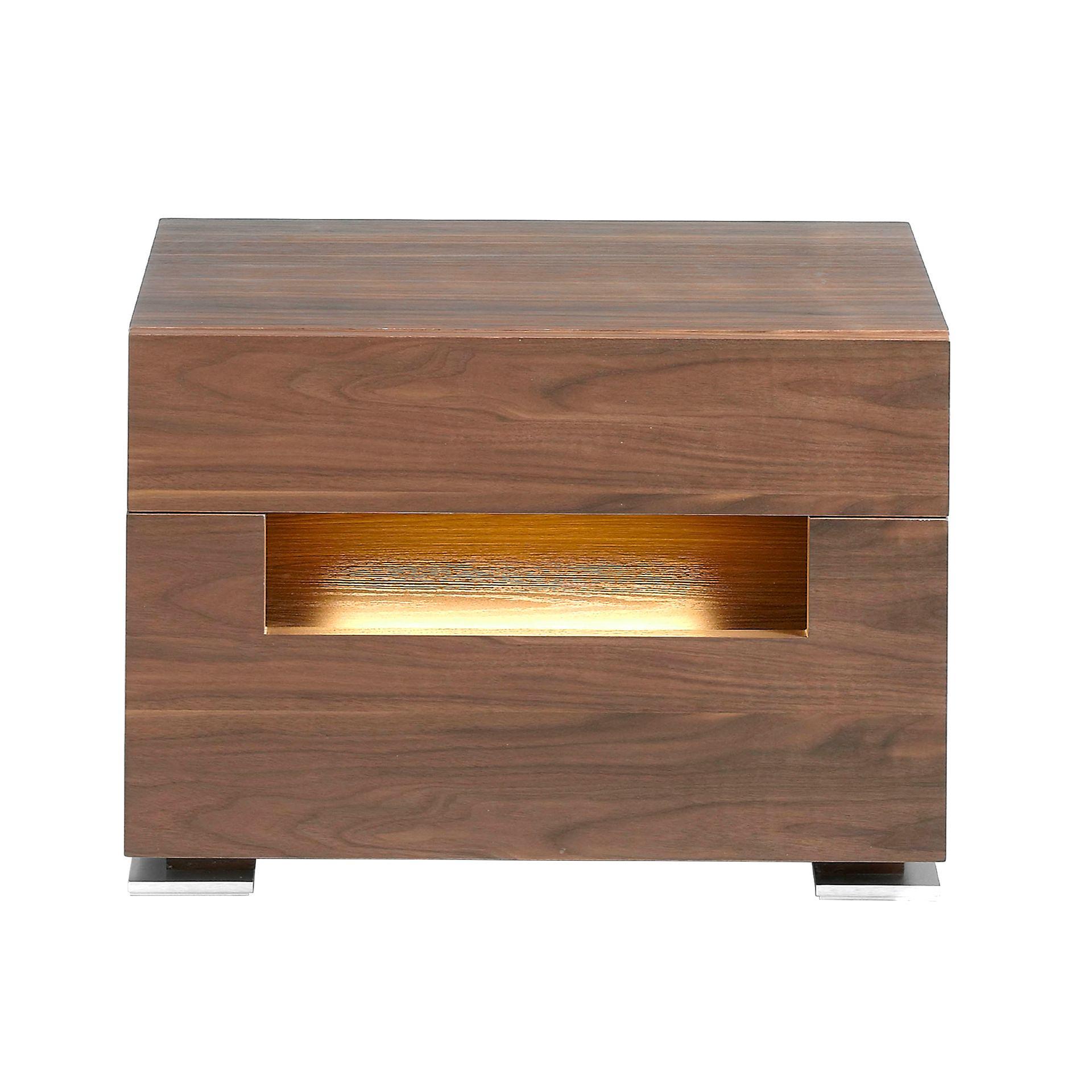 Nightstand Walnut Steel with Interior Lighting 7065 1