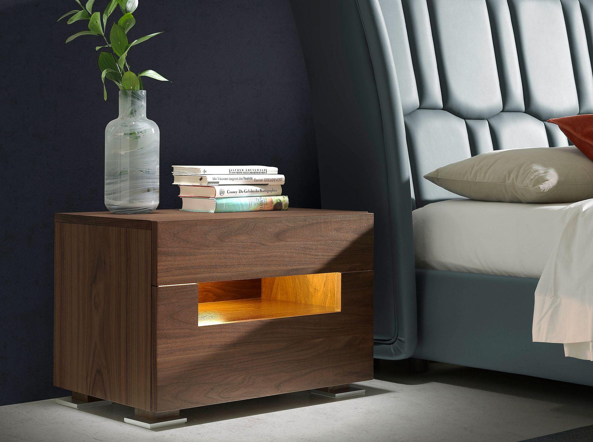 Nightstand Walnut Steel with Interior Lighting 7065 2