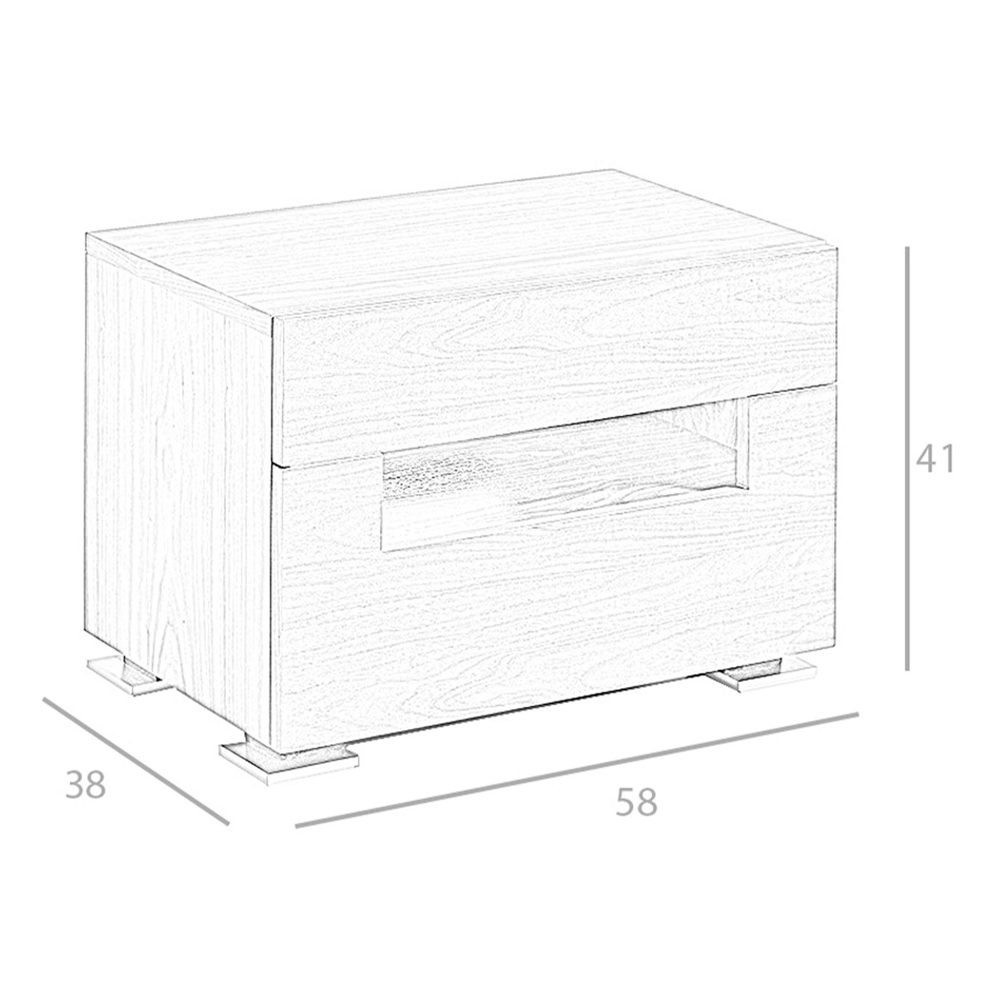 Nightstand Walnut Steel with Interior Lighting 7065 8