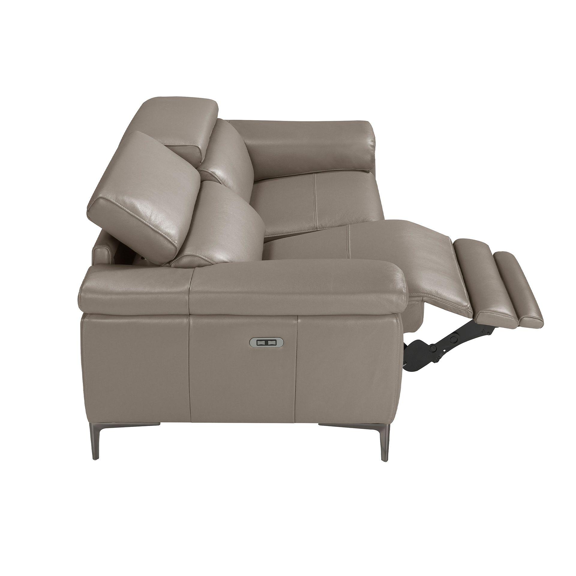2-Seater Relax Sofa Leather Dark Grey 6121 6