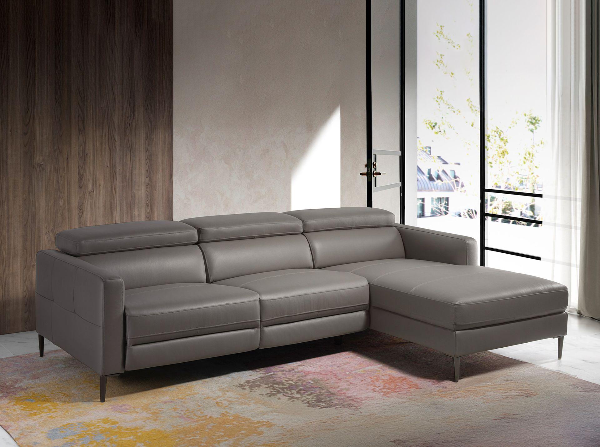 Relaxing Chaise Longue Right, Sofa Leather Dark Grey 6126 2