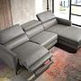 Relax-Chaiselongue Rechts, Sofa Leder Dunkelgrau 6126 5