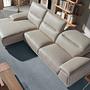 Left chaise longue sofa leather taupe grey 6149 5