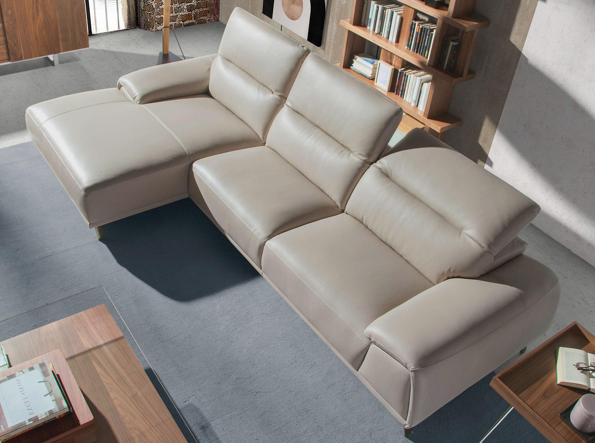 Linkes Chaiselongue-Sofa Leder Taupegrau 6149 5