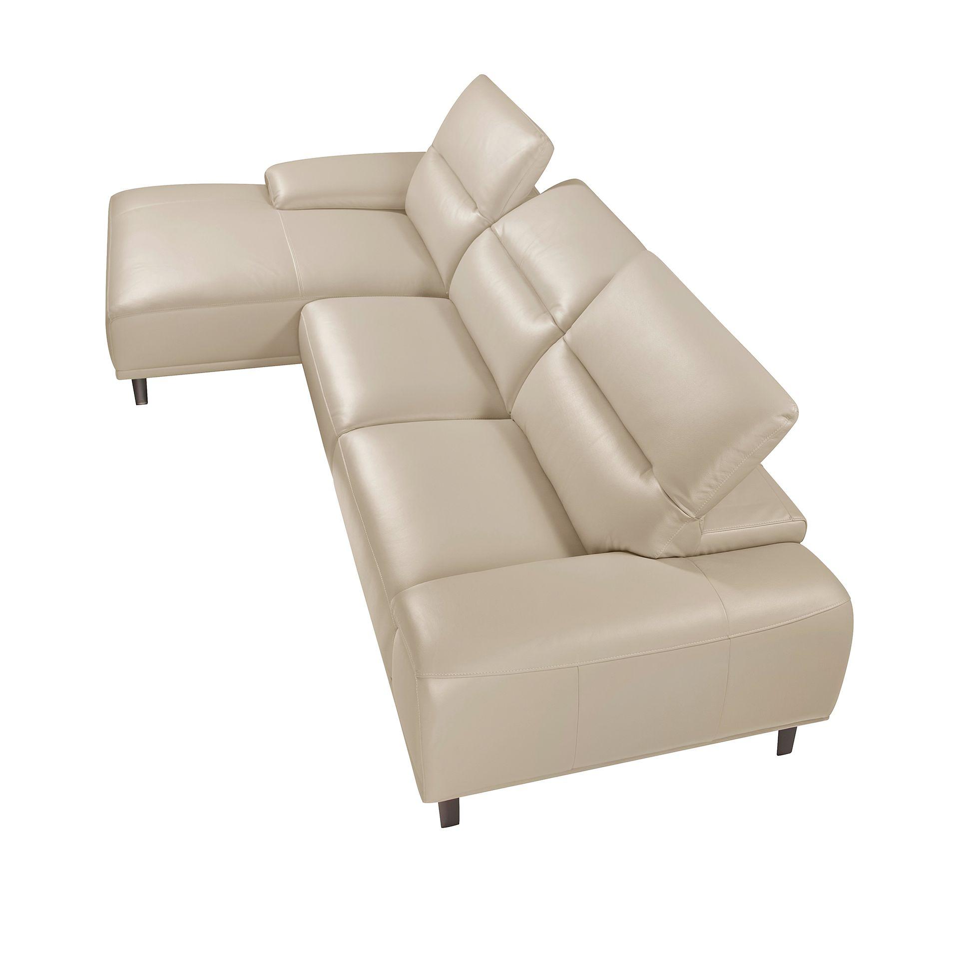 Left chaise longue sofa leather taupe grey 6149 6