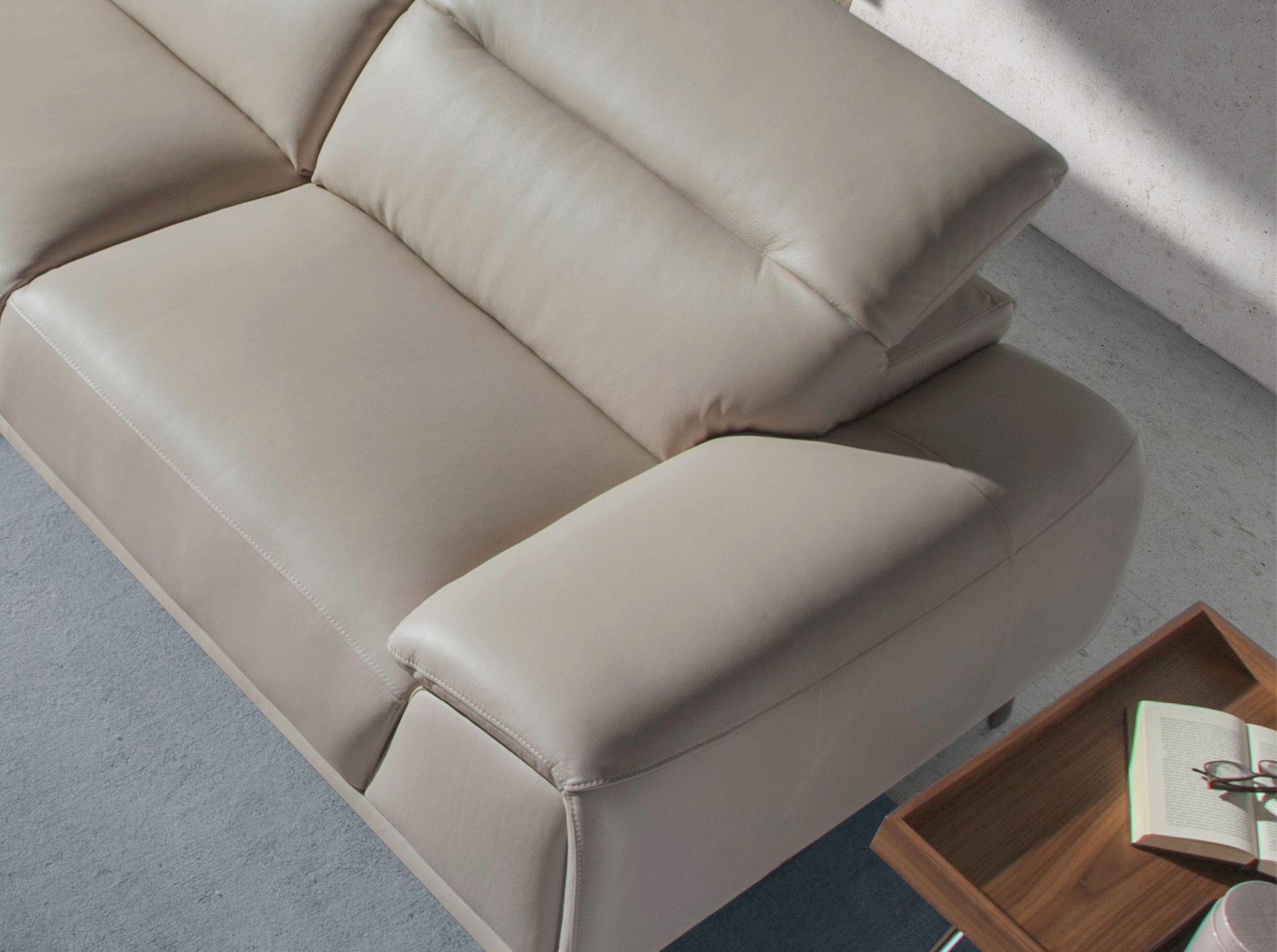 Left chaise longue sofa leather taupe grey 6149 4