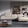 Right chaise longue couch leather taupe grey 6150 2
