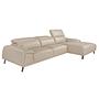 Right chaise longue couch leather taupe grey 6150 0