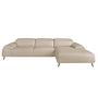 Right chaise longue couch leather taupe grey 6150 1