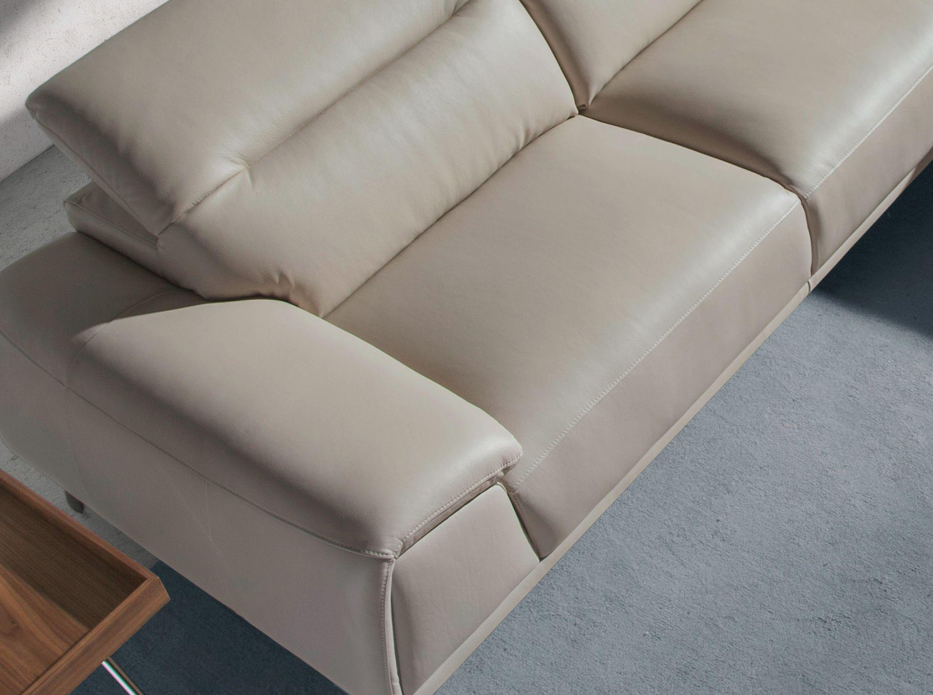 Right chaise longue couch leather taupe grey 6150 4