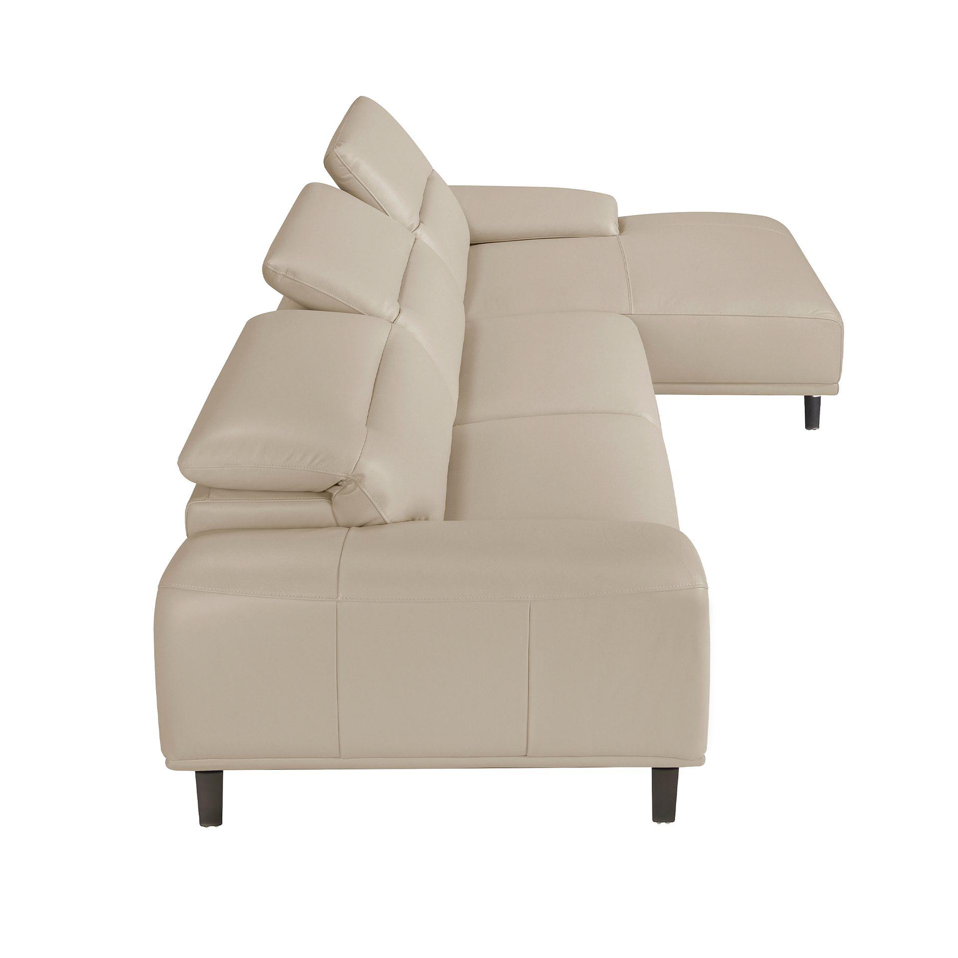 Right chaise longue couch leather taupe grey 6150 7