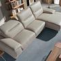 Right chaise longue couch leather taupe grey 6150 5