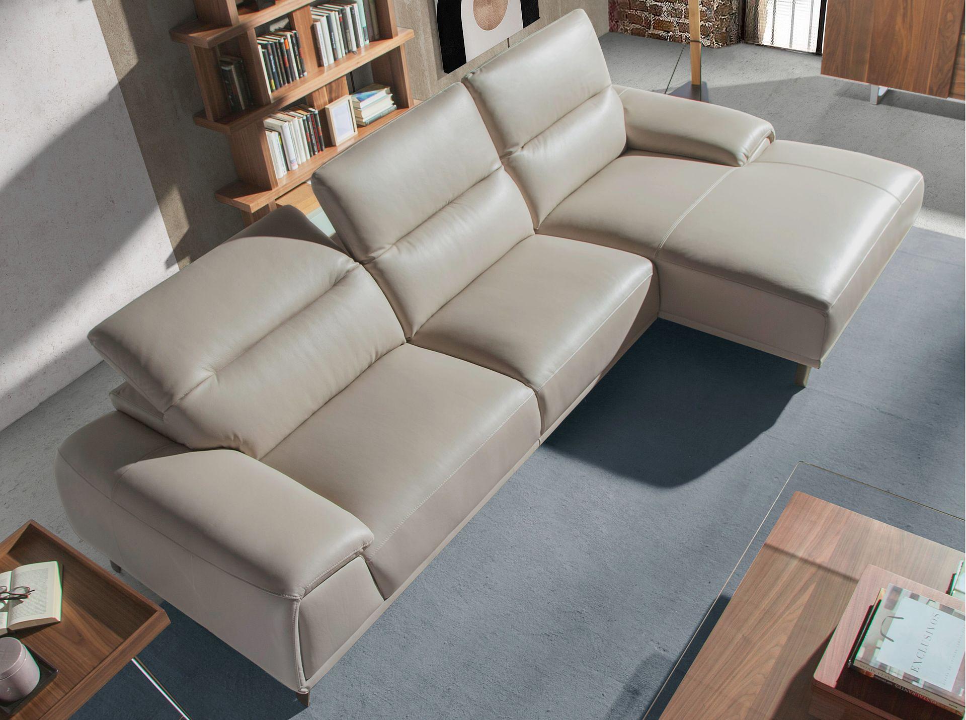 Rechte Chaiselongue Couch Leder Taupegrau 6150 5