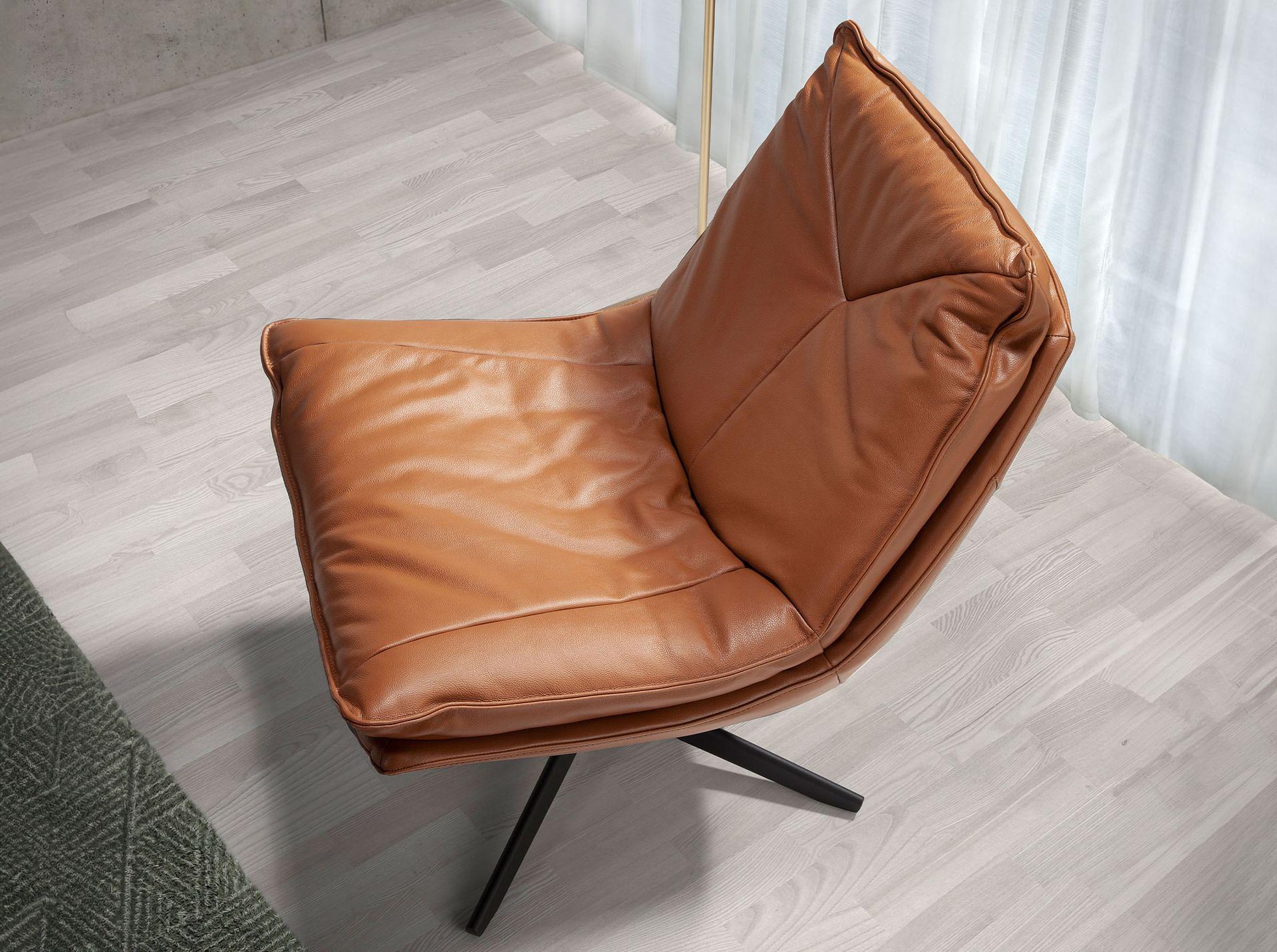 Leather Swivel Chair Brown 5096 4