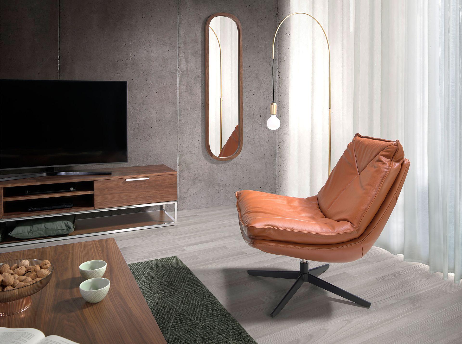 Leather Swivel Chair Brown 5096 2