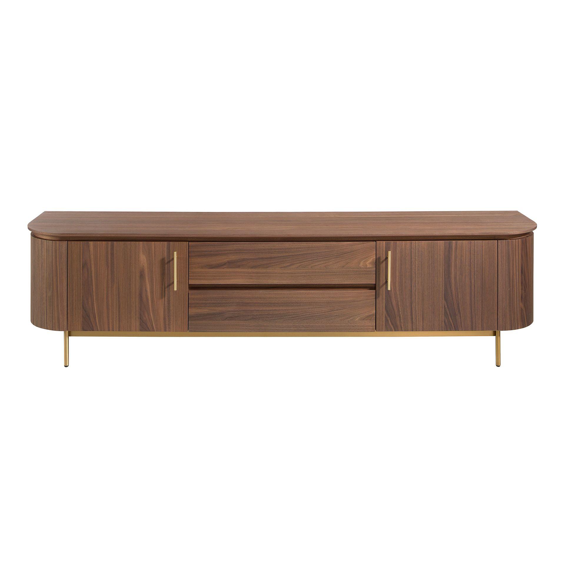 TV Lowboard Walnut Steel Polished Gold 3227 1