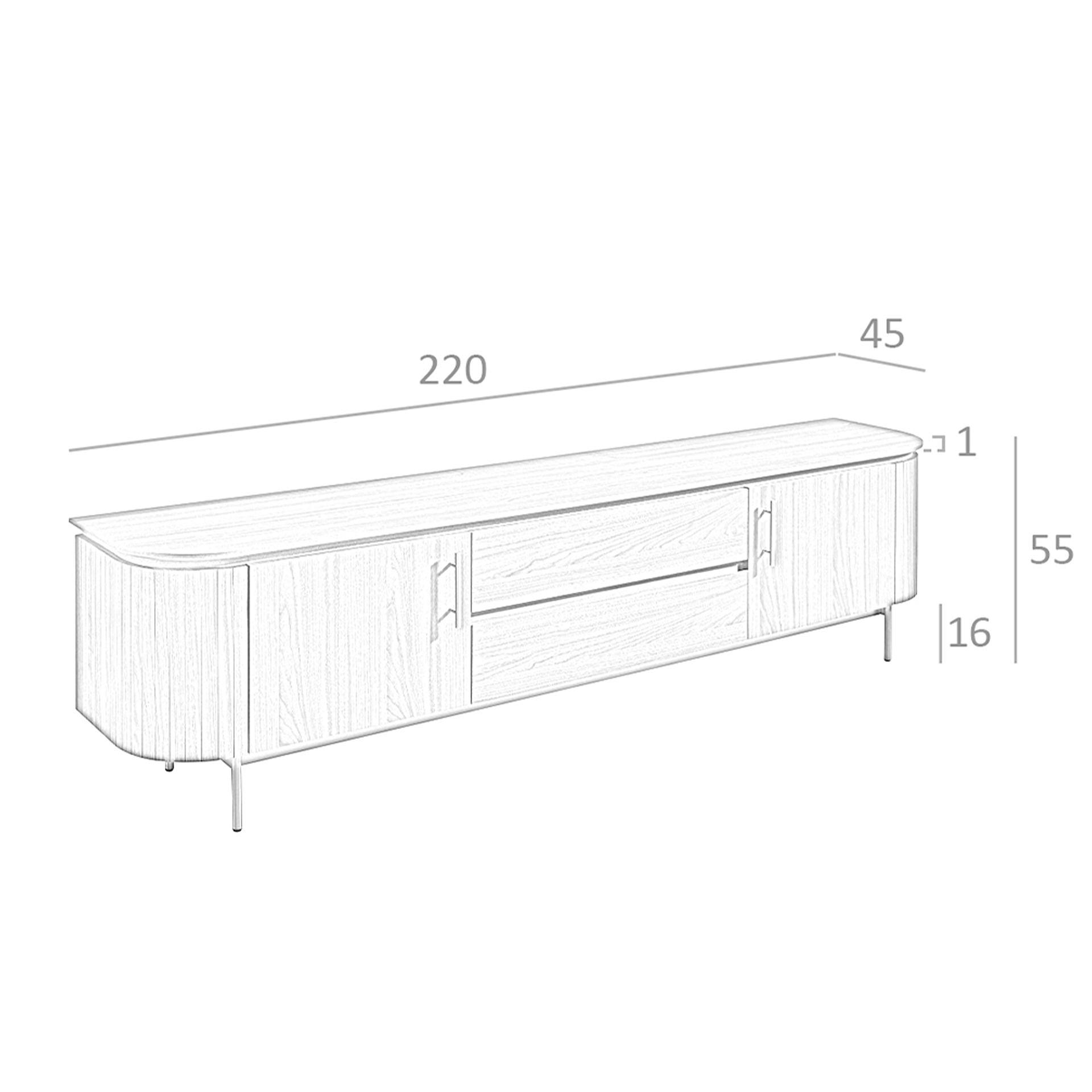 TV Lowboard Walnut Steel Polished Gold 3227 8