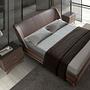 Nightstand Faux Leather Walnut with black glass top 7162 5