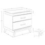 Nightstand Faux Leather Walnut with black glass top 7162 8