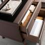 Nightstand Faux Leather Walnut with black glass top 7162 4