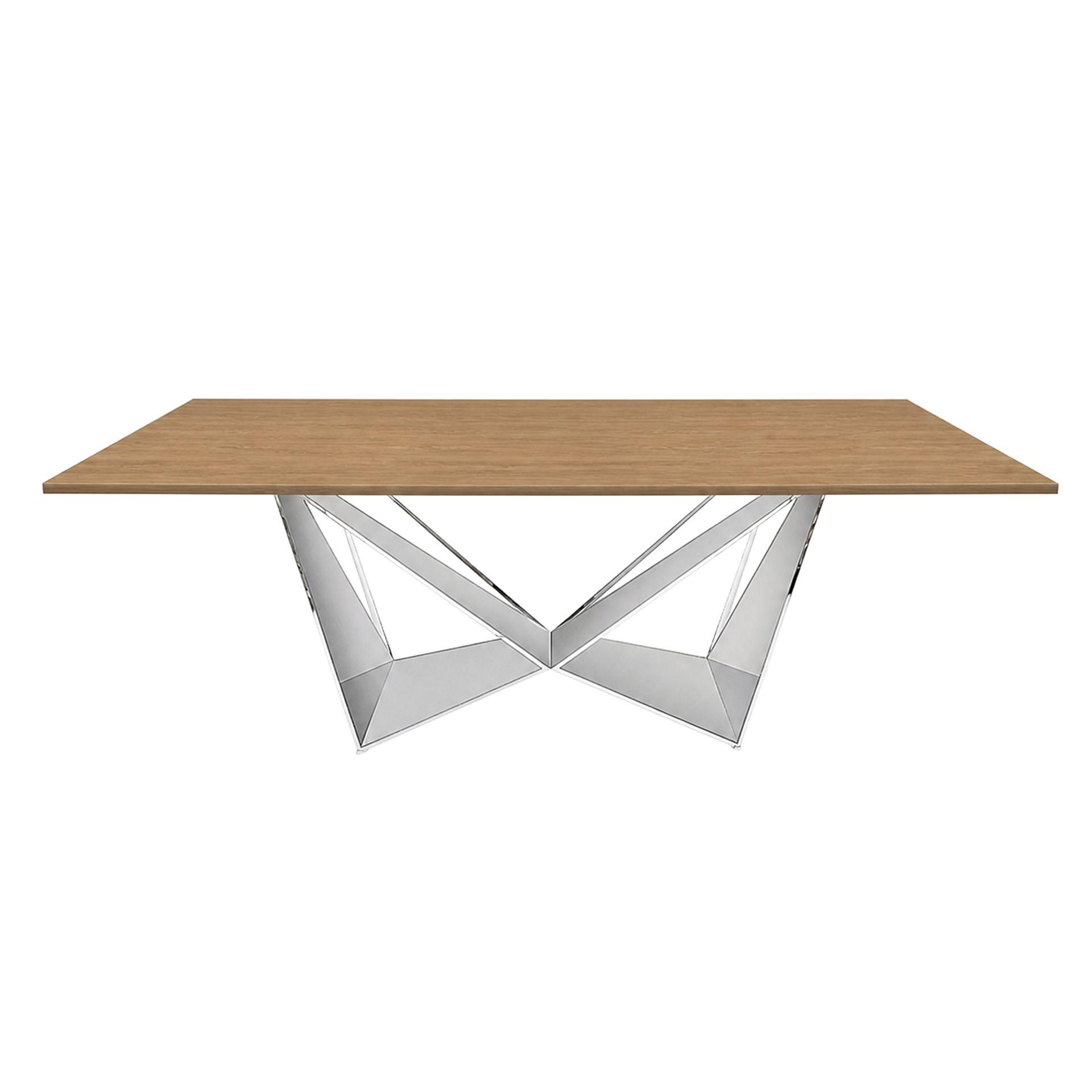 Dining table oak chrome steel 1