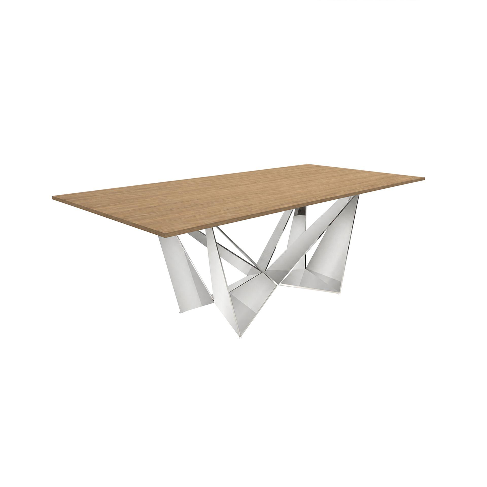Dining table oak chrome steel 0