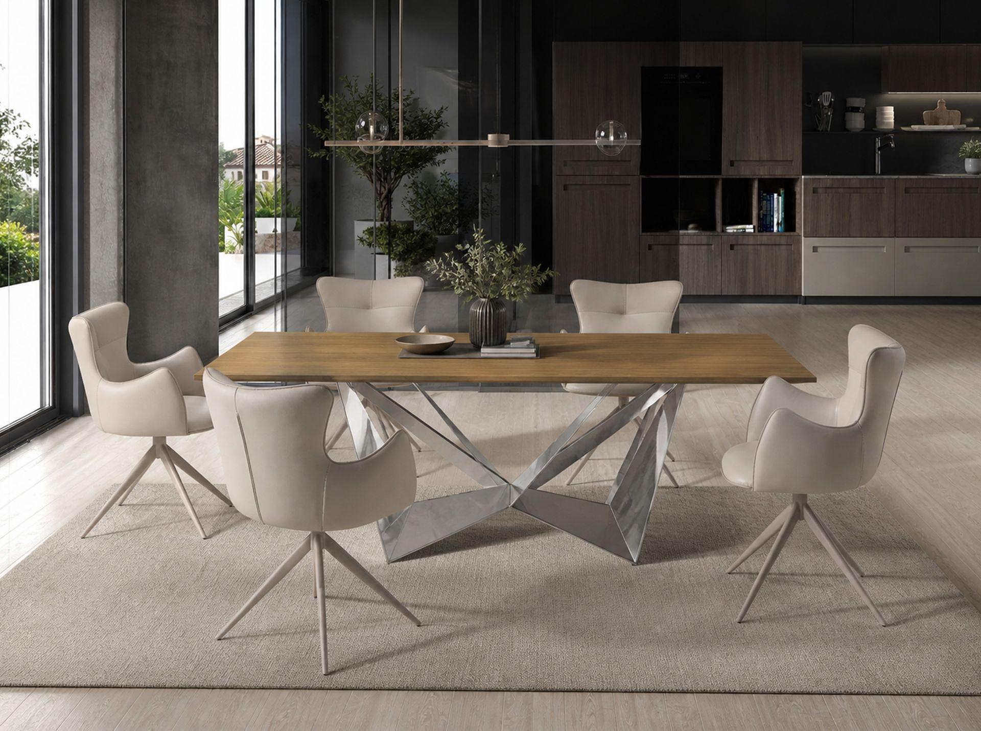 Dining table oak chrome steel 3