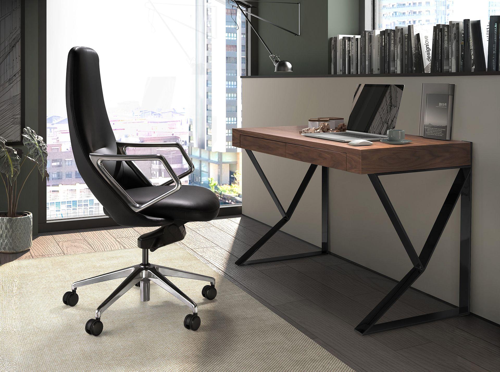 Faux Leather Office Chair Swivel Black 4218 5