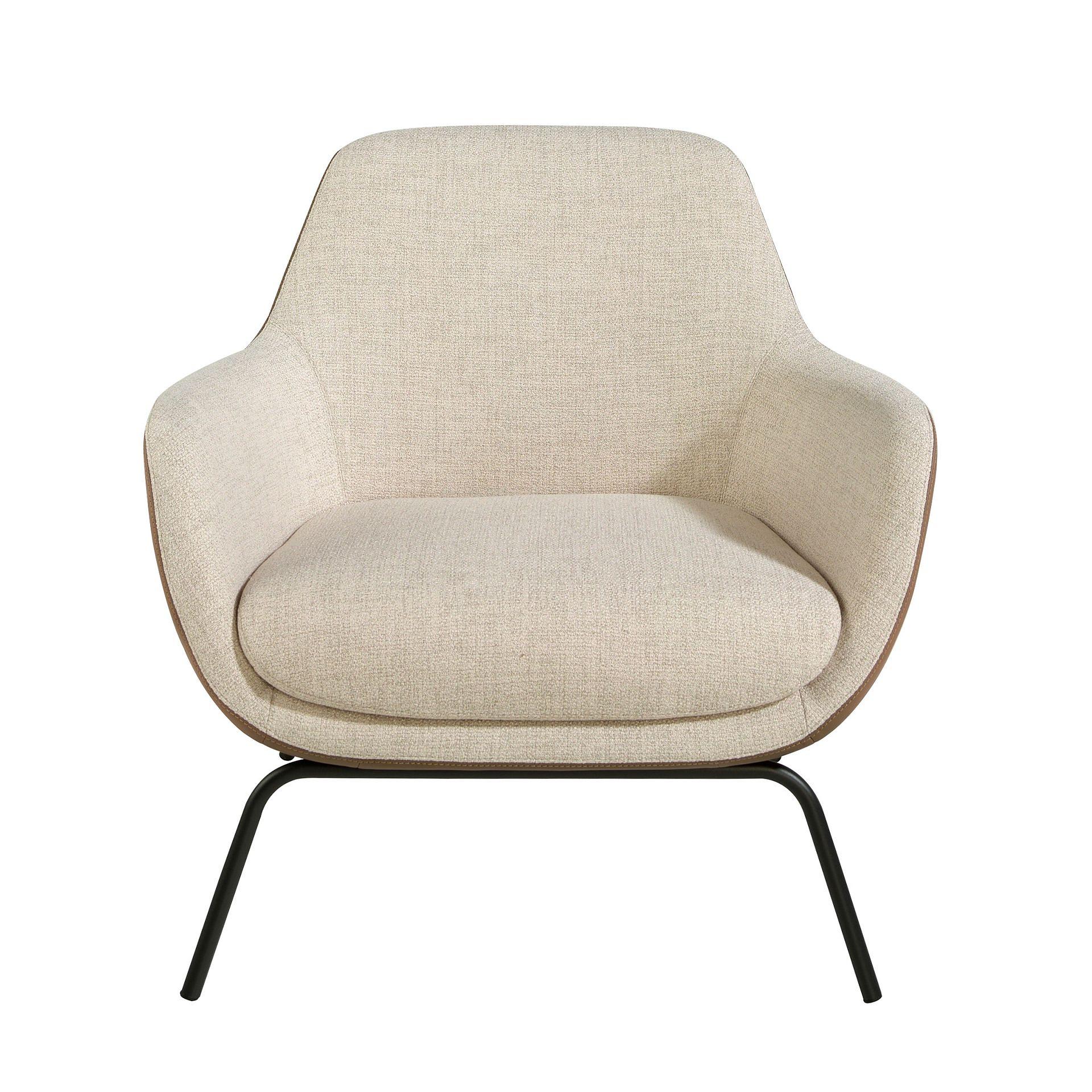 Armchair Fabric Faux Leather Cream Brown 5099 1