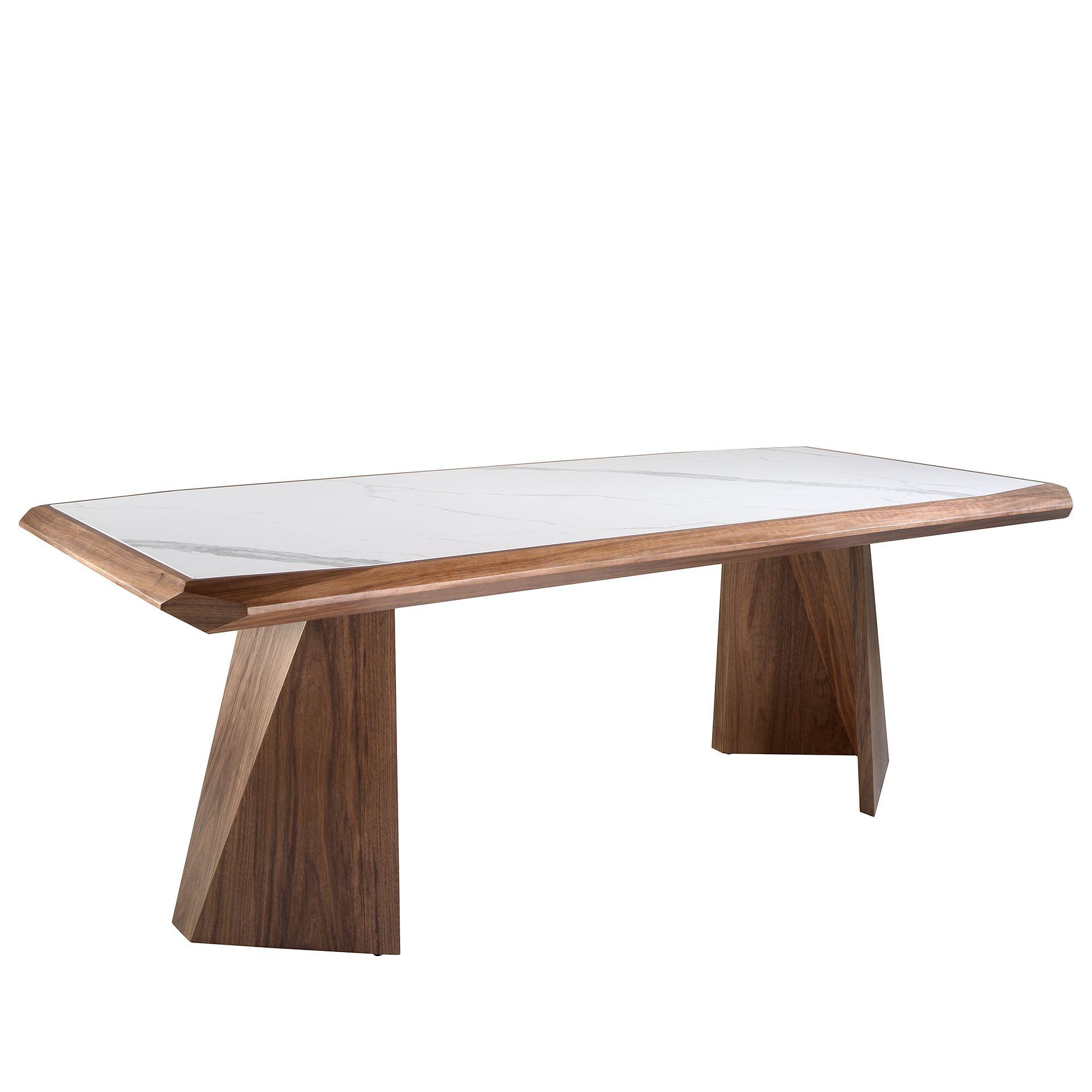 Dining table porcelain marble walnut rectangular 1106 0