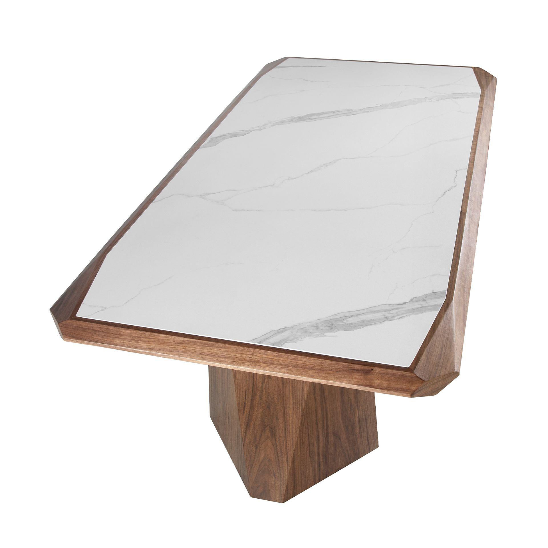 Dining table porcelain marble walnut rectangular 1106 6