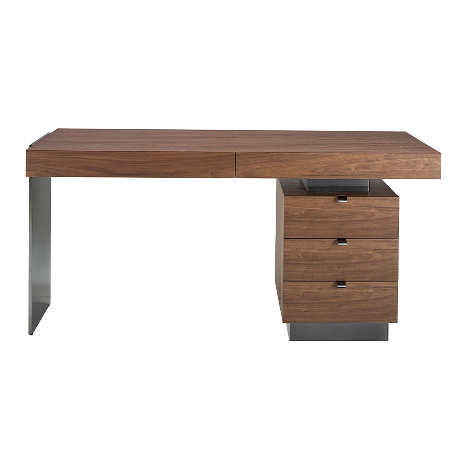 Desk Walnut Steel Polished Darkened 3237 1