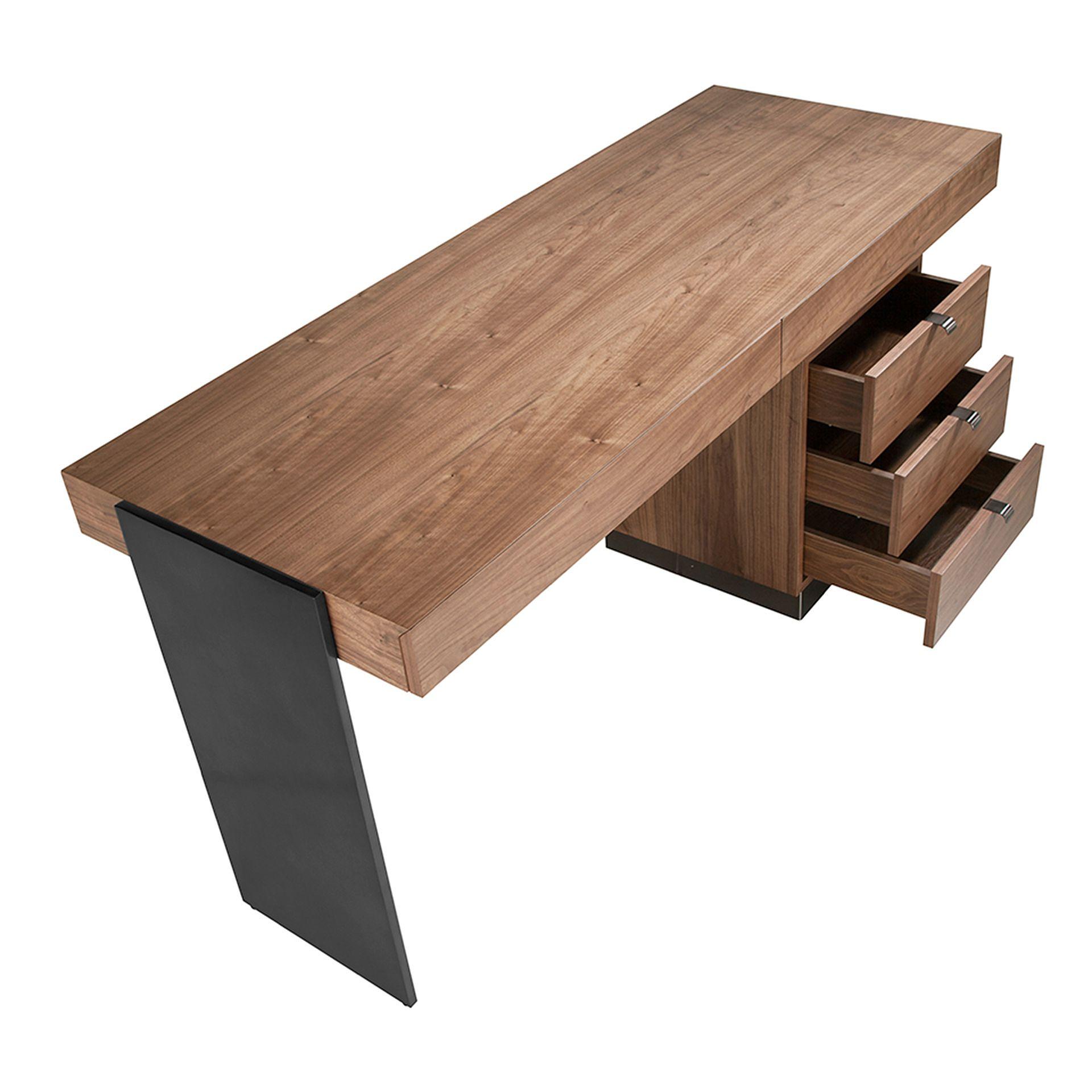 Desk Walnut Steel Polished Darkened 3237 6