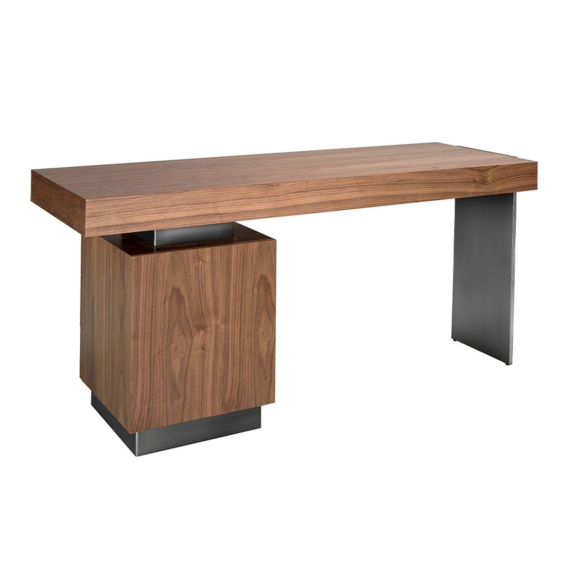 Desk Walnut Steel Polished Darkened 3237 5