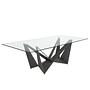 Dining Table Tempered Glass Steel Black Rectangular 1128 0
