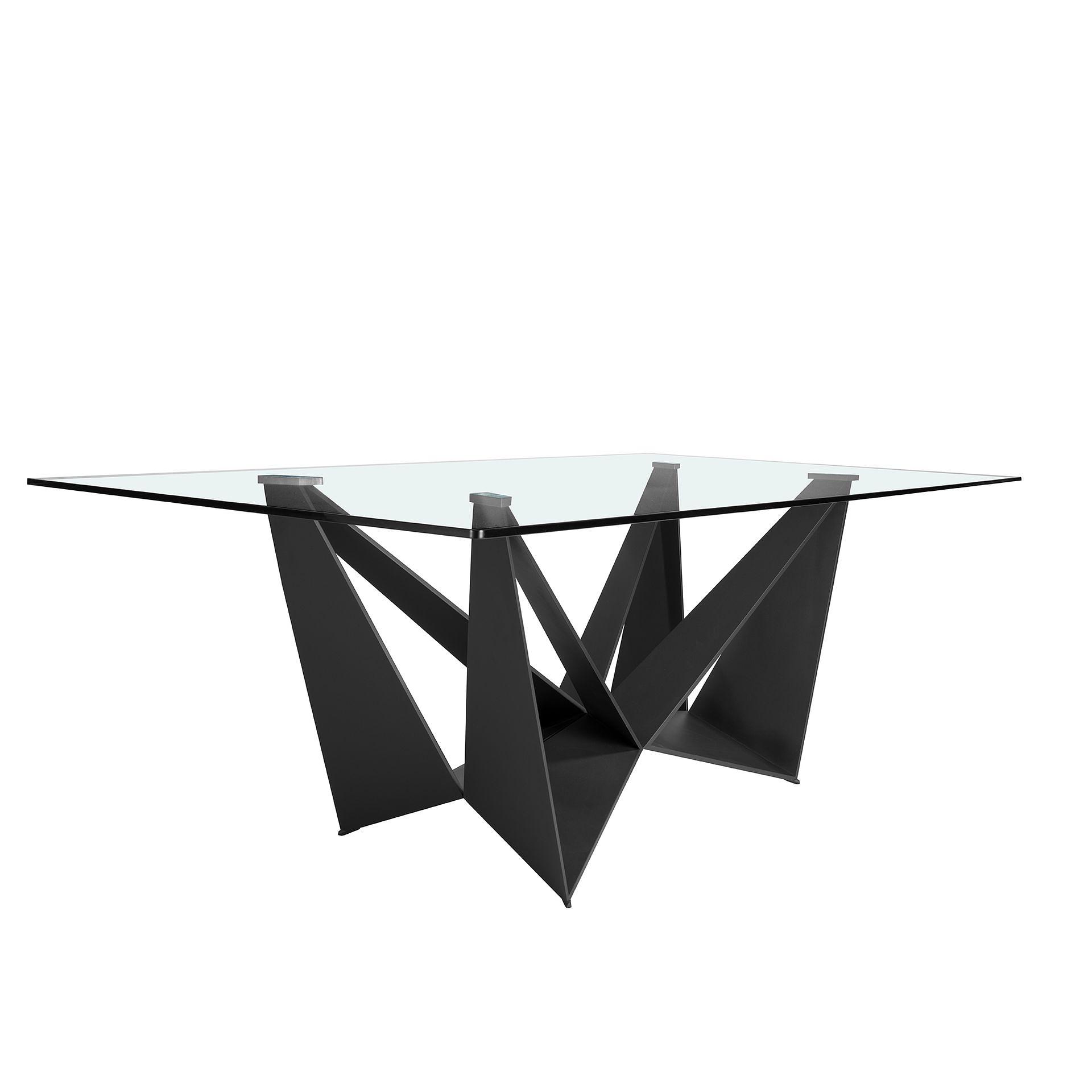 Dining Table Tempered Glass Steel Black Rectangular 1128 5