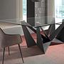 Dining Table Tempered Glass Steel Black Rectangular 1128 6