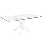 Dining Table Tempered Glass Steel White Rectangular 1138 0
