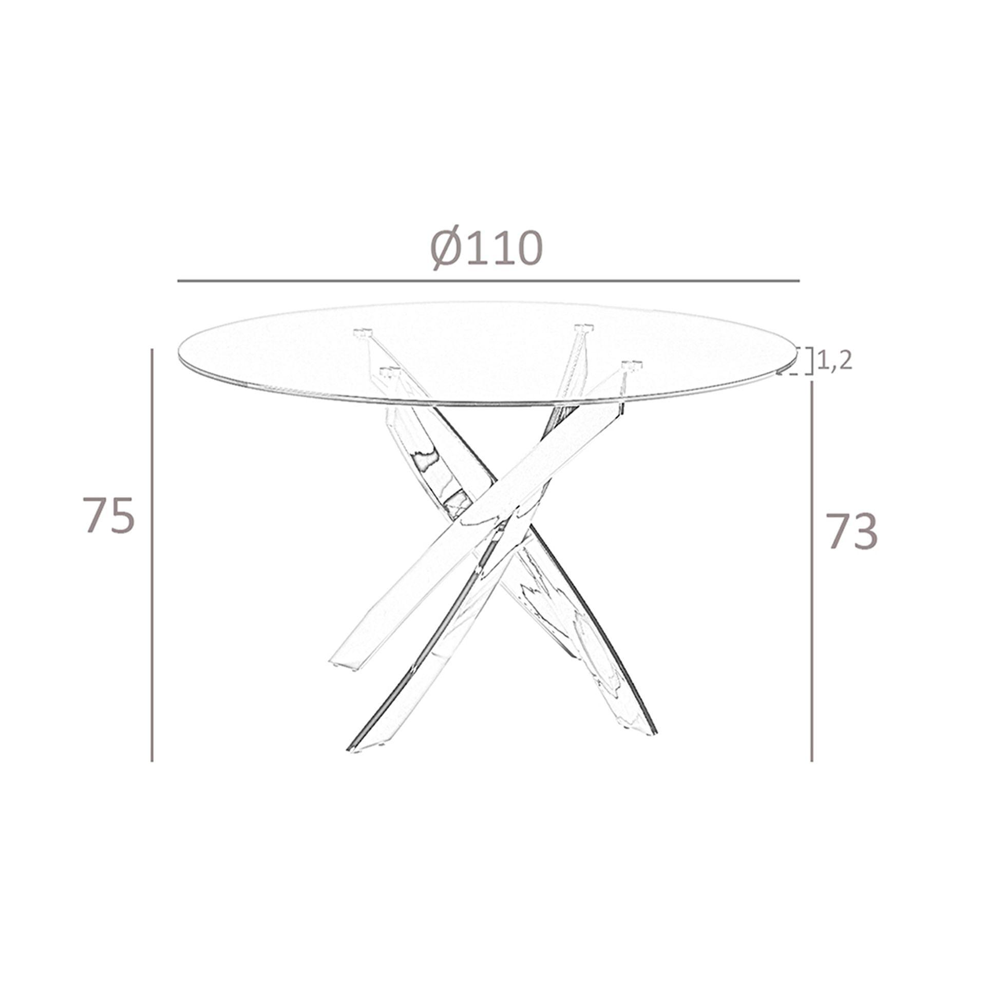 Dining Table Tempered Glass Steel White 1138 Ø110cm 8
