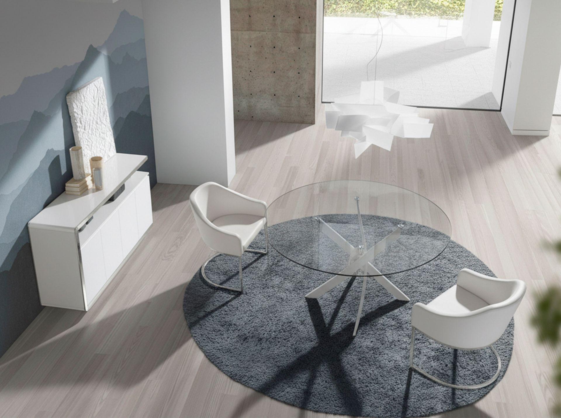 Dining Table Tempered Glass Steel White 1138 Ø110cm 5