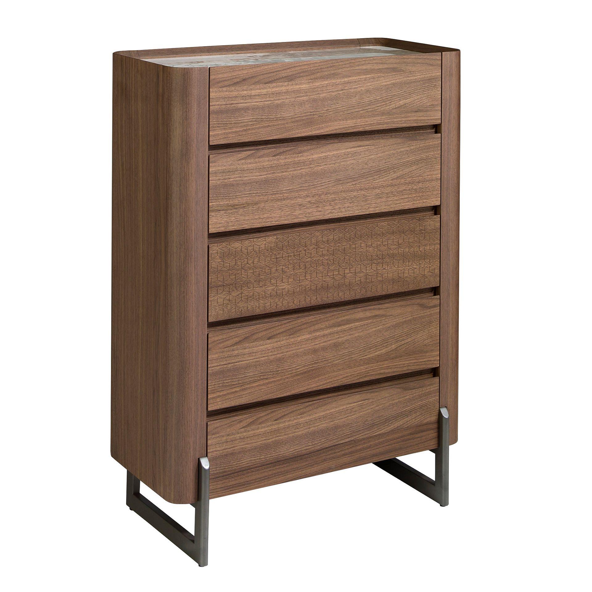 Chest of drawers with porcelain marble top walnut metal 7153 0