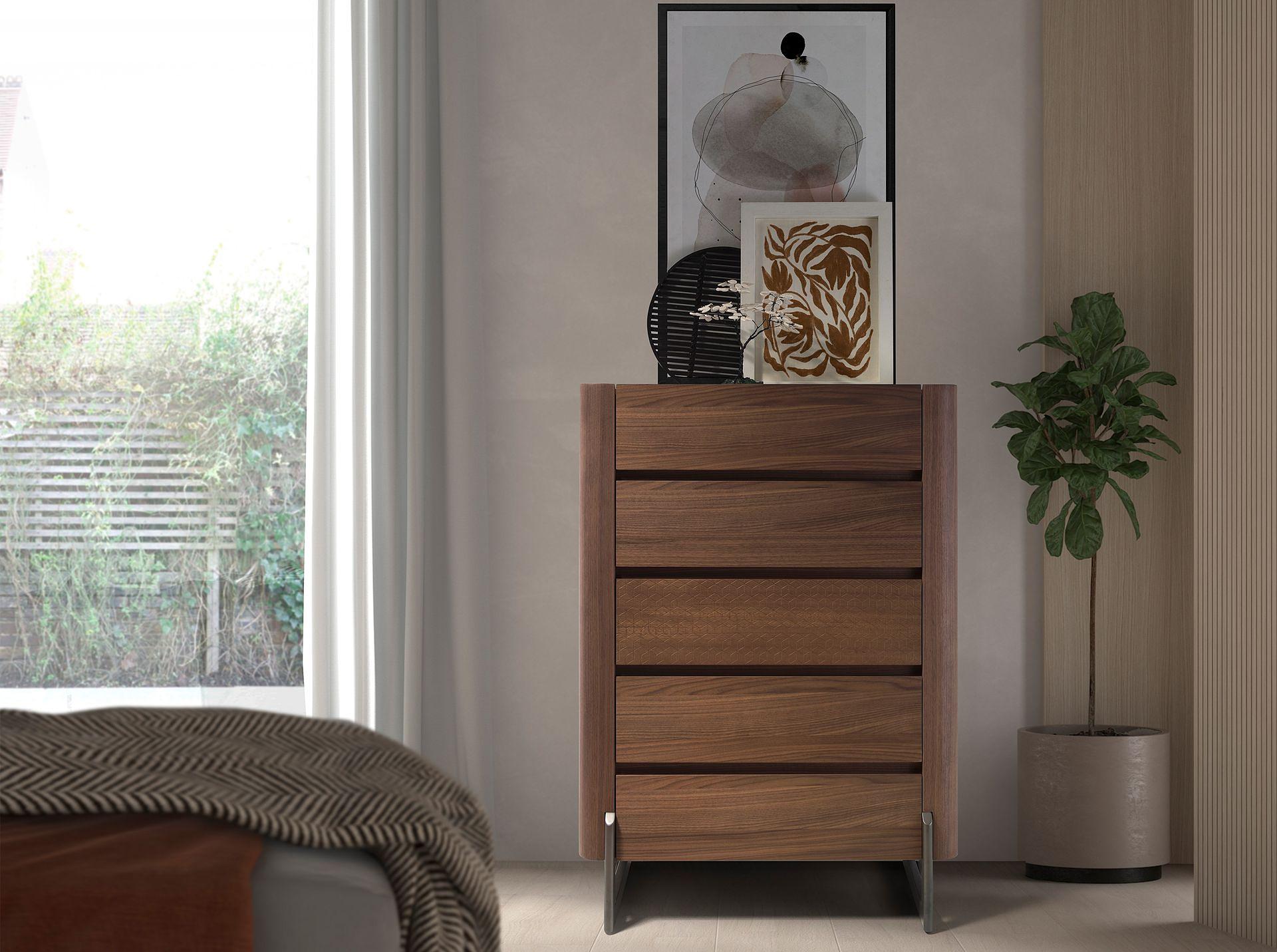 Chest of drawers with porcelain marble top walnut metal 7153 2