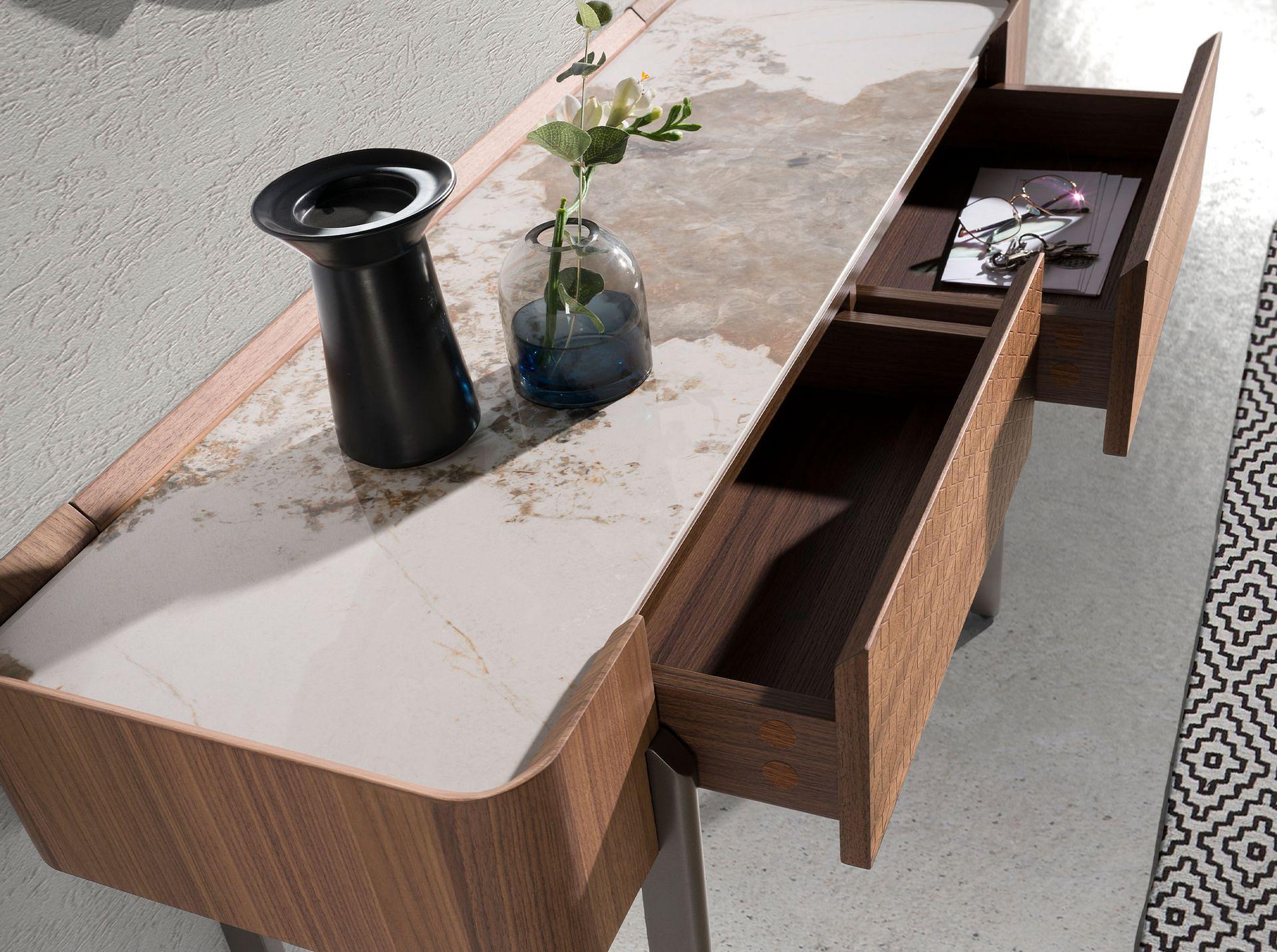 Console table porcelain marble walnut metal steel 3254 4
