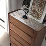 Chest of drawers with porcelain marble top walnut metal 7153 5