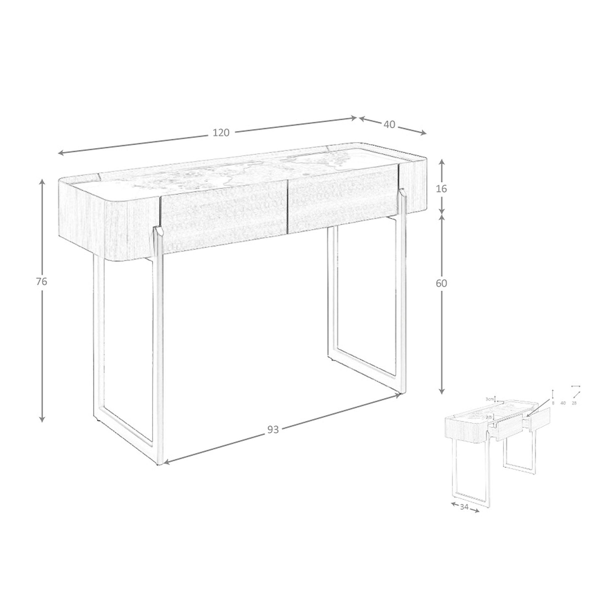 Console table porcelain marble walnut metal steel 3254 7